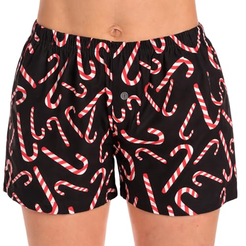 Womans Pajamas Shorts PJs, Candy Cane