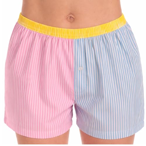 Womans Pajamas Shorts PJs, Color Block Stripe