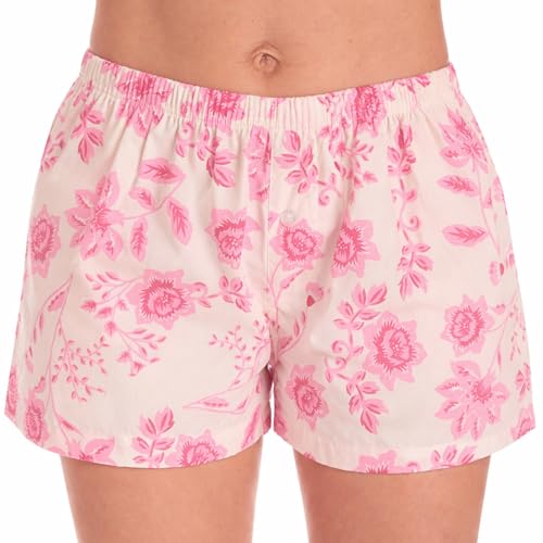 Womans Pajamas Shorts PJs, Floral Pink