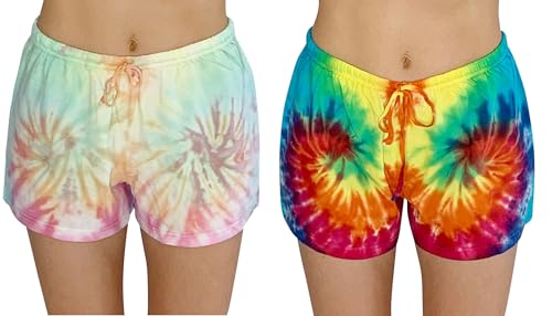 Womans Pajamas Shorts PJs Sleepwear, Tie Dye Group 1