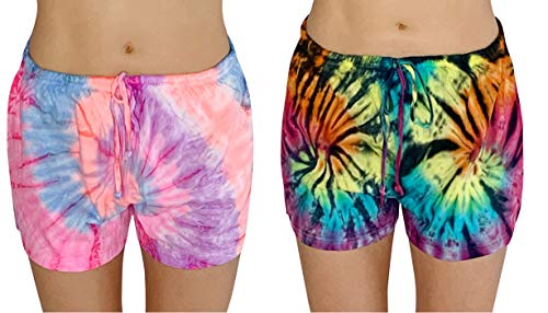 Womans Pajamas Shorts PJs Sleepwear, Tie Dye Group 5