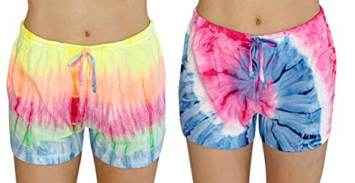 Womans Pajamas Shorts PJs Sleepwear, Tie Dye Group 6
