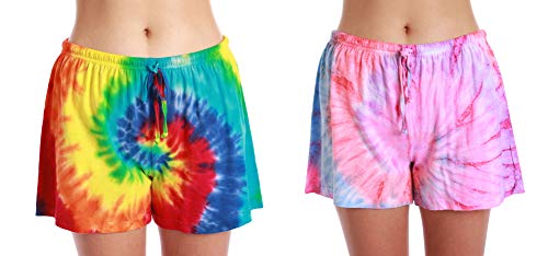 Womans Pajamas Shorts PJs Sleepwear, Tie Dye Group 8