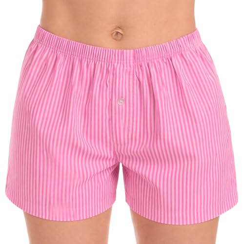 Womans Pajamas Shorts PJs, Stripe - Tonal Pinks