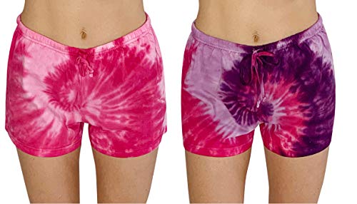 Womans Shorts PJs Sleepwear, Pink Tie Dye
