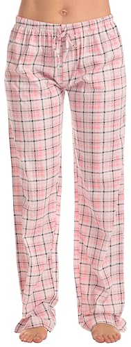 Women Buffalo Plaid Pajama Pants, Plaid - Pink Black White