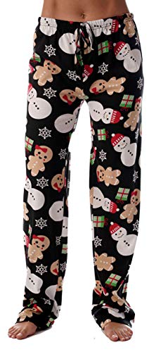 Women Holiday Pajama Pants Sleepwear, Black - Mixed Holiday