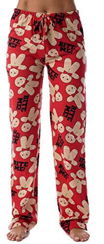 Women Holiday Pajama Pants Sleepwear, Red - Gingerbread Man