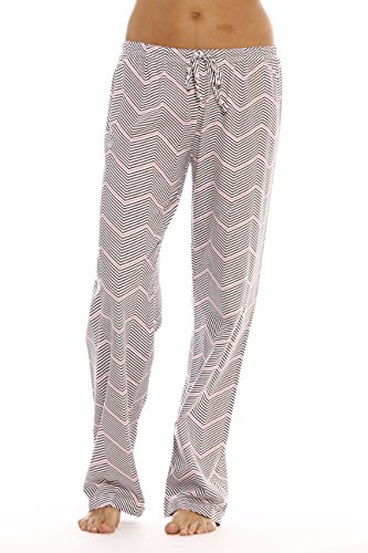 Women Pajama Pants, Black / Pink Chevron