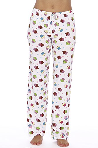 Women Pajama Pants, Cupcake White