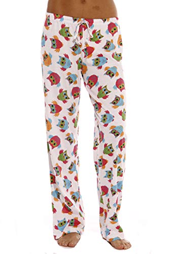 Women Pajama Pants, Flying Owls White