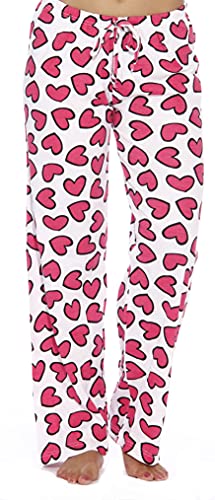 Women Pajama Pants, Hearts White