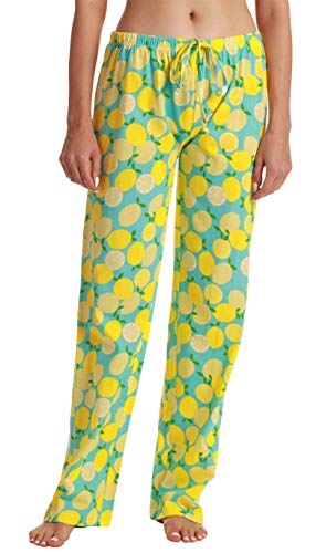 Women Pajama Pants Sleepwear, Blue - Lemons