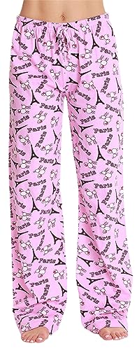 Women Pajama Pants Sleepwear, Pink - Paris Poodle