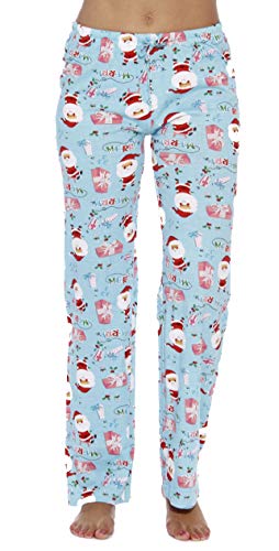Women Pajama Pants Sleepwear, Santa Blue