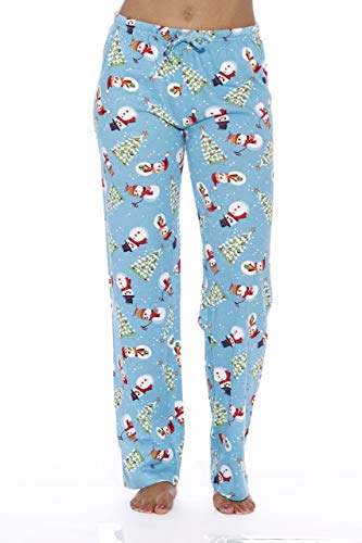 Women Pajama Pants Sleepwear, Snowman Blue