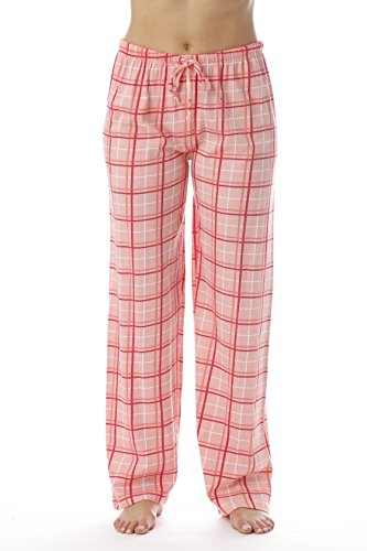 Women Plaid Pajama Pants Sleepwear, Coral Plaid