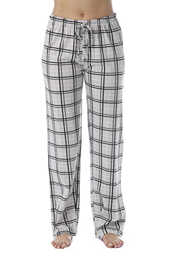 Women Plaid Pajama Pants Sleepwear, Grey Plaid