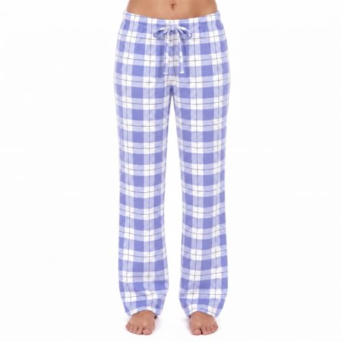 Women's 100% Cotton Plaid Pajama Pants, Periwinkle - Plaid