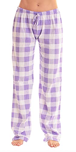 Women's Buffalo Plaid Pajama Pants, Lilac White Buffalo Plaid