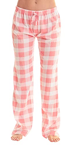 Women's Buffalo Plaid Pajama Pants, Coral White Buffalo Plaid
