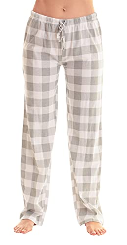 Women's Buffalo Plaid Pajama Pants, Grey White Buffalo Plaid