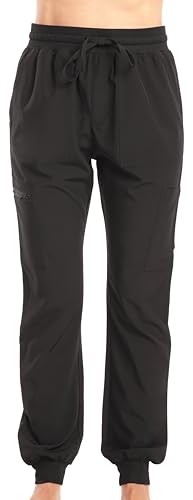 Women's Jogger Scrub Pant, Black Stretch Fabric