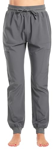 Women's Jogger Scrub Pant, Steel Gray Stretch Fabric