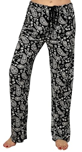 Women's Pajama Pants, Rodeo Bandana - Black
