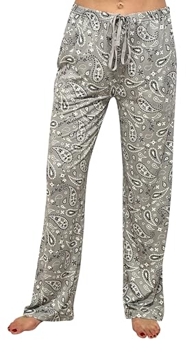 Women's Pajama Pants, Rodeo Bandana - Grey
