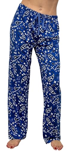Women's Pajama Pants, Rodeo Bandana - Royal