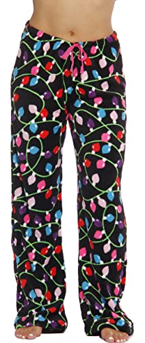Women's Plush Pajama Pants, Black - Light Up