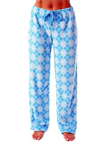 Women's Plush Pajama Pants, Blue - Argyle