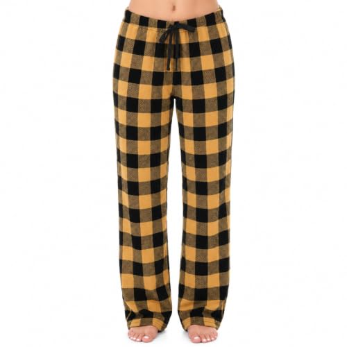Women's Plush Pajama Pants, Buffalo Plaid - Earth