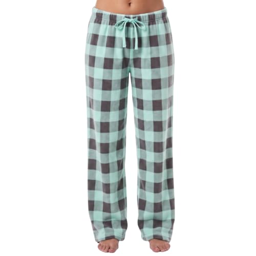 Women's Plush Pajama Pants, Buffalo Plaid Mint / Charcoal