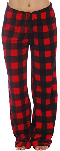 Women's Plush Pajama Pants, Buffalo Plaid Red