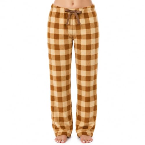 Women's Plush Pajama Pants, Buffalo Plaid - Suede