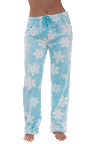 Women's Plush Pajama Pants, Embossed Snowflake - Blue