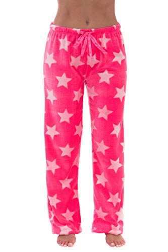 Women's Plush Pajama Pants, Embossed Star - Pink