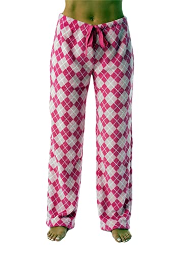 Women's Plush Pajama Pants, Pink - Argyle