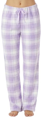 Women's Plush Pajama Pants, Plaid - Lilac