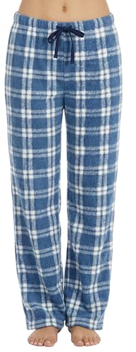 Women's Plush Pajama Pants, Plaid - Periwinkle