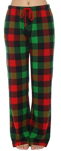Women's Plush Pajama Pants, Plaid - Xmas