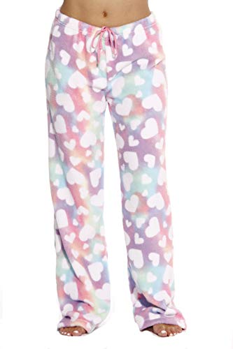 Women's Plush Pajama Pants, Rainbow Hearts