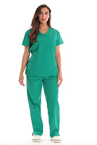 Women's Scrub Sets Medical Nursing Scrubs, Jade With Jade Trim