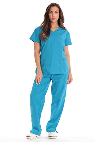 Women's Scrub Sets Medical, Malibu Blue With Malibu Blue Trim
