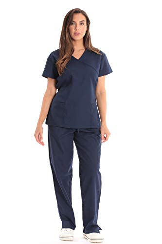 Women's Scrub Sets Medical Nursing Scrubs, Navy With Navy Trim