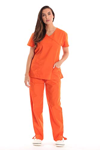 Women's Scrub Sets Medical Nursing, Orange With Orange Trim