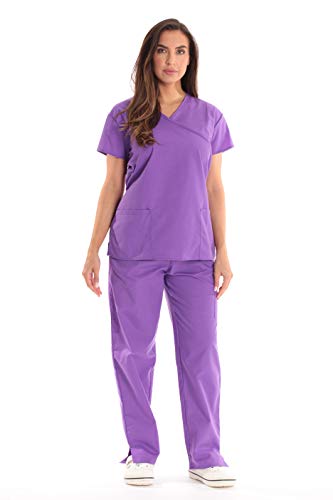 Women's Scrub Sets Medical Nursing, Purple With Purple Trim