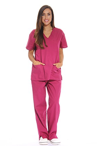 Women's Scrub Sets Six Pocket Medical Scrubs, Burgundy